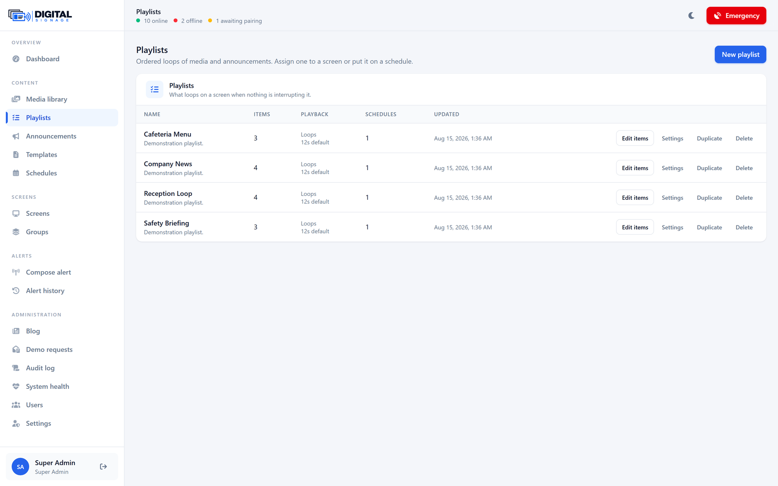 Playlists & media in the product
