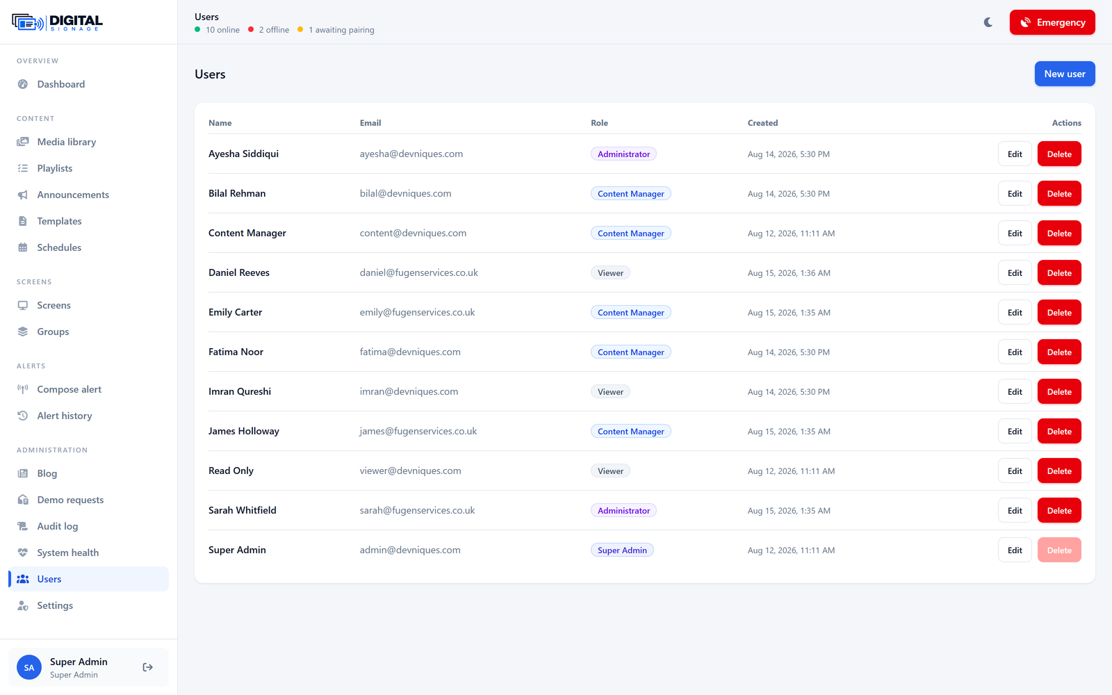 Users & roles